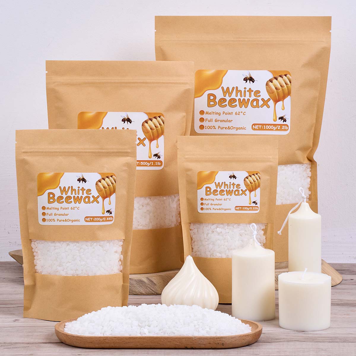 Candle Making Gel Wax - 1000g White Beeswax DIY Candle Making