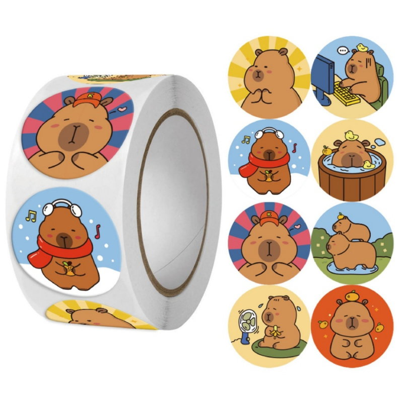 500pcs/pack Capybara Stickers  - Label Sticker Round recensie en prijs